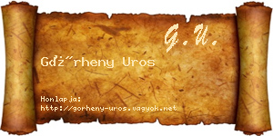 Görheny Uros névjegykártya